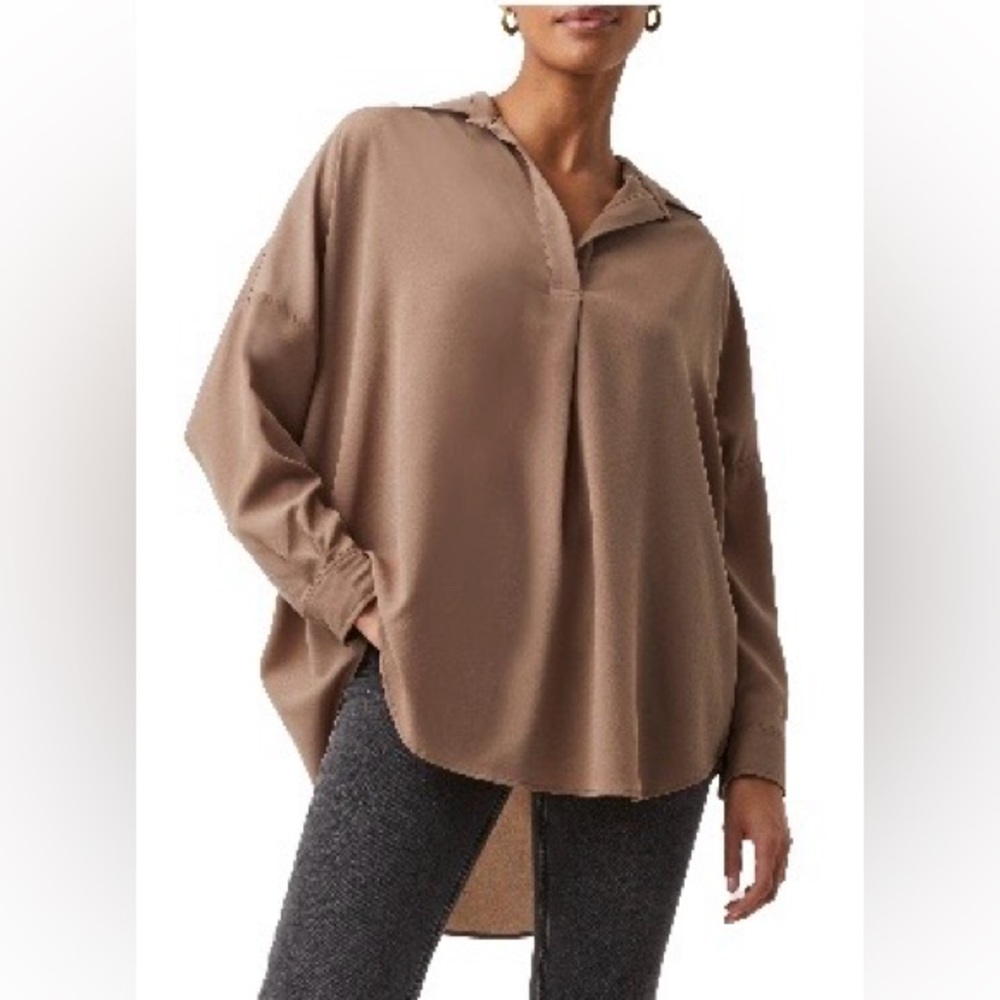 Oversized Brown Long Sleeve Blouse